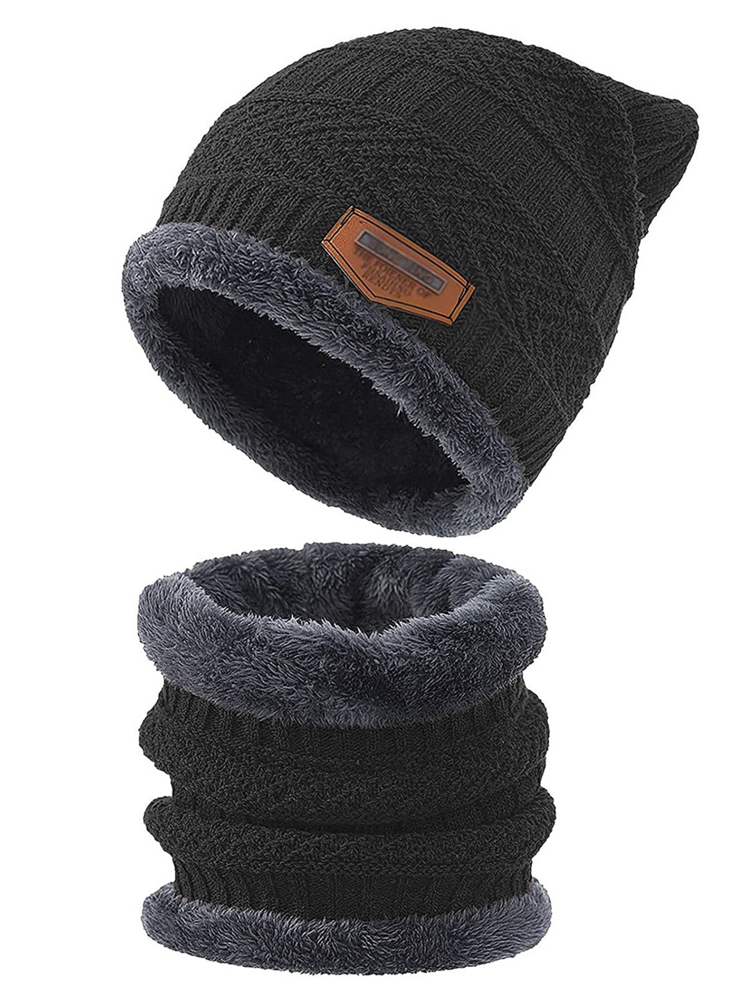 

Wearslim Unisex Self Design Woollen Beanie, Black