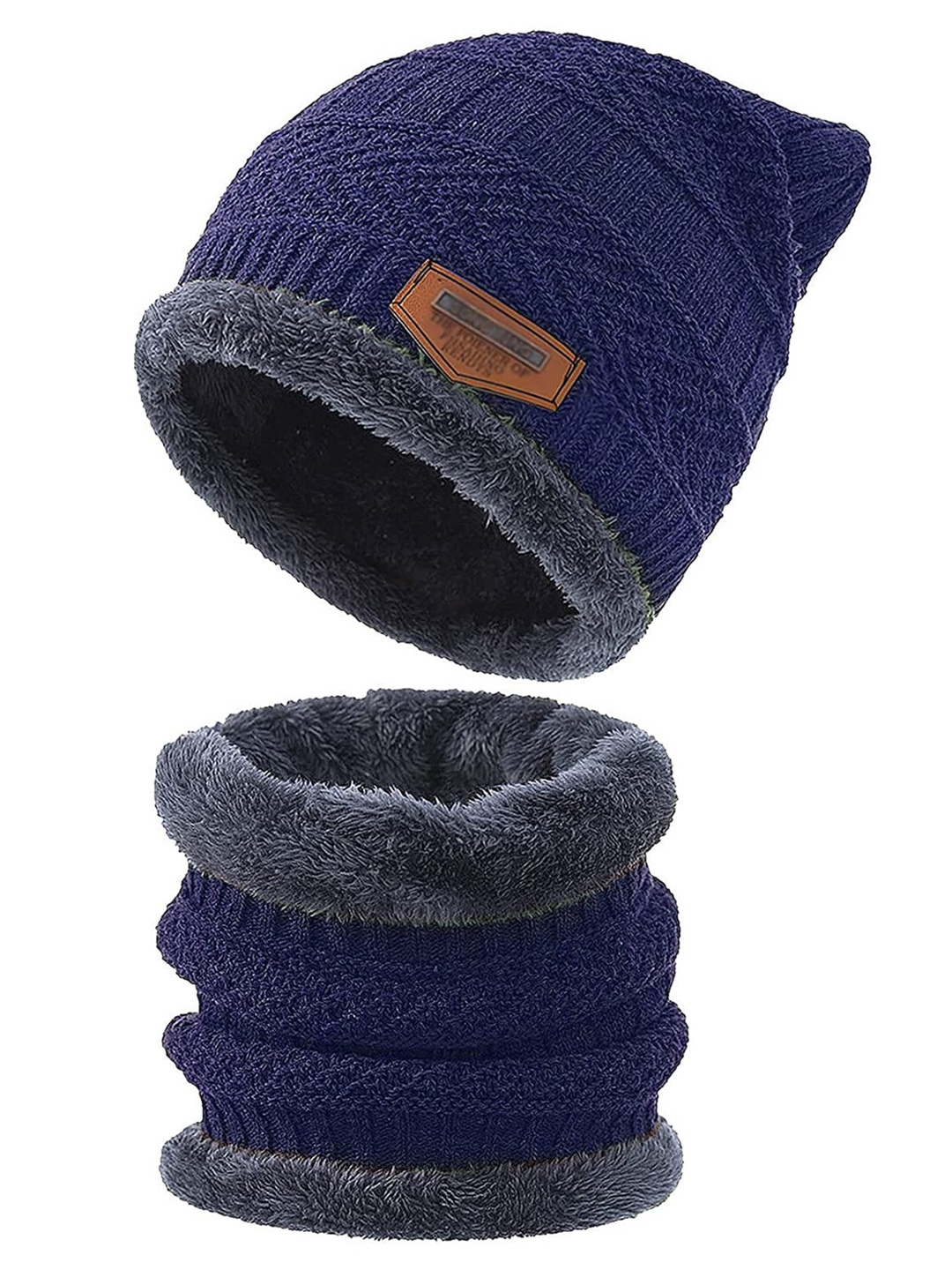 

Wearslim Unisex Self Design Woollen Beanie, Blue