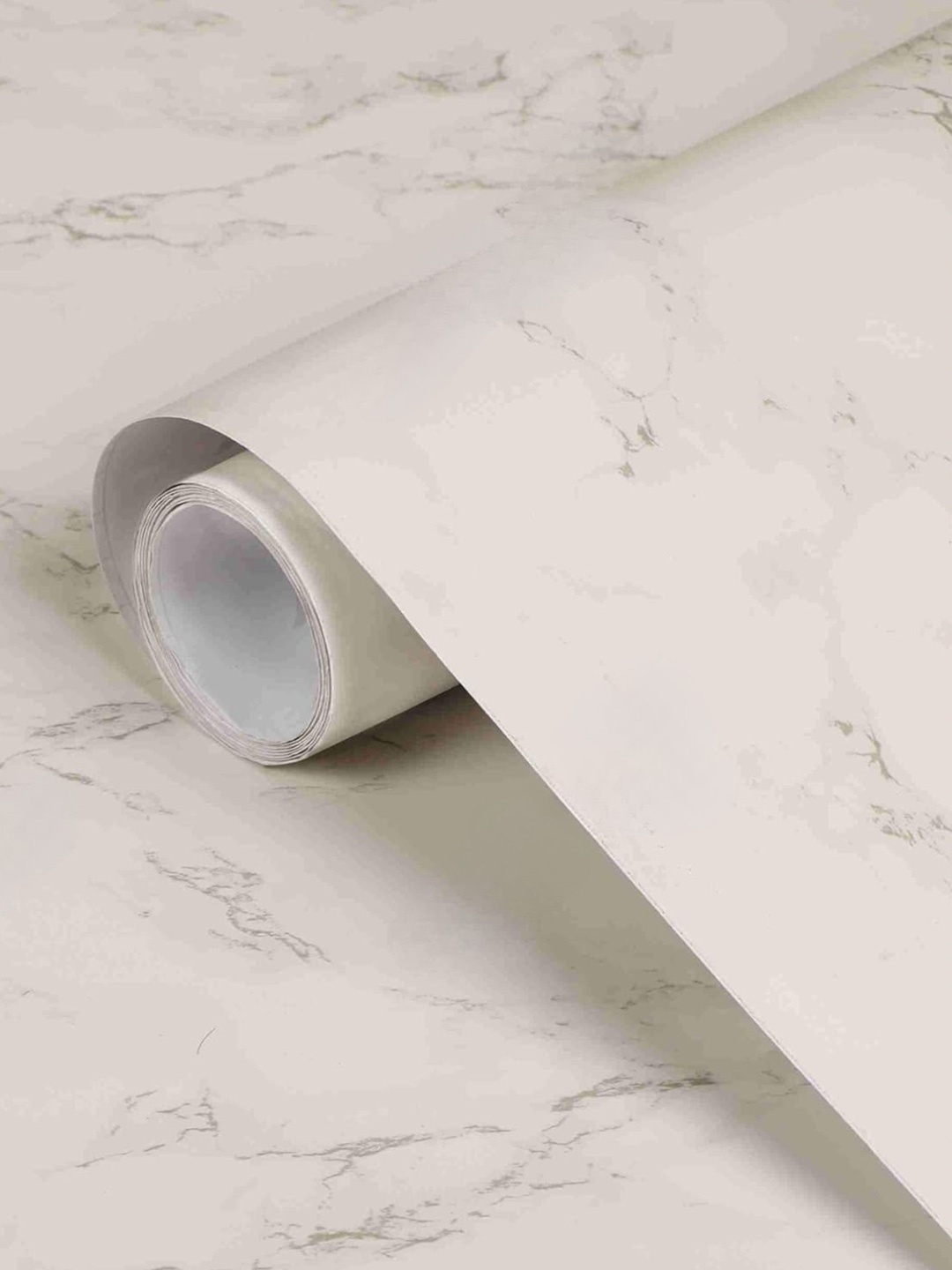 

CVANU Off-White & Grey Abstract Printed Self Adhesive Marble Wallpaper