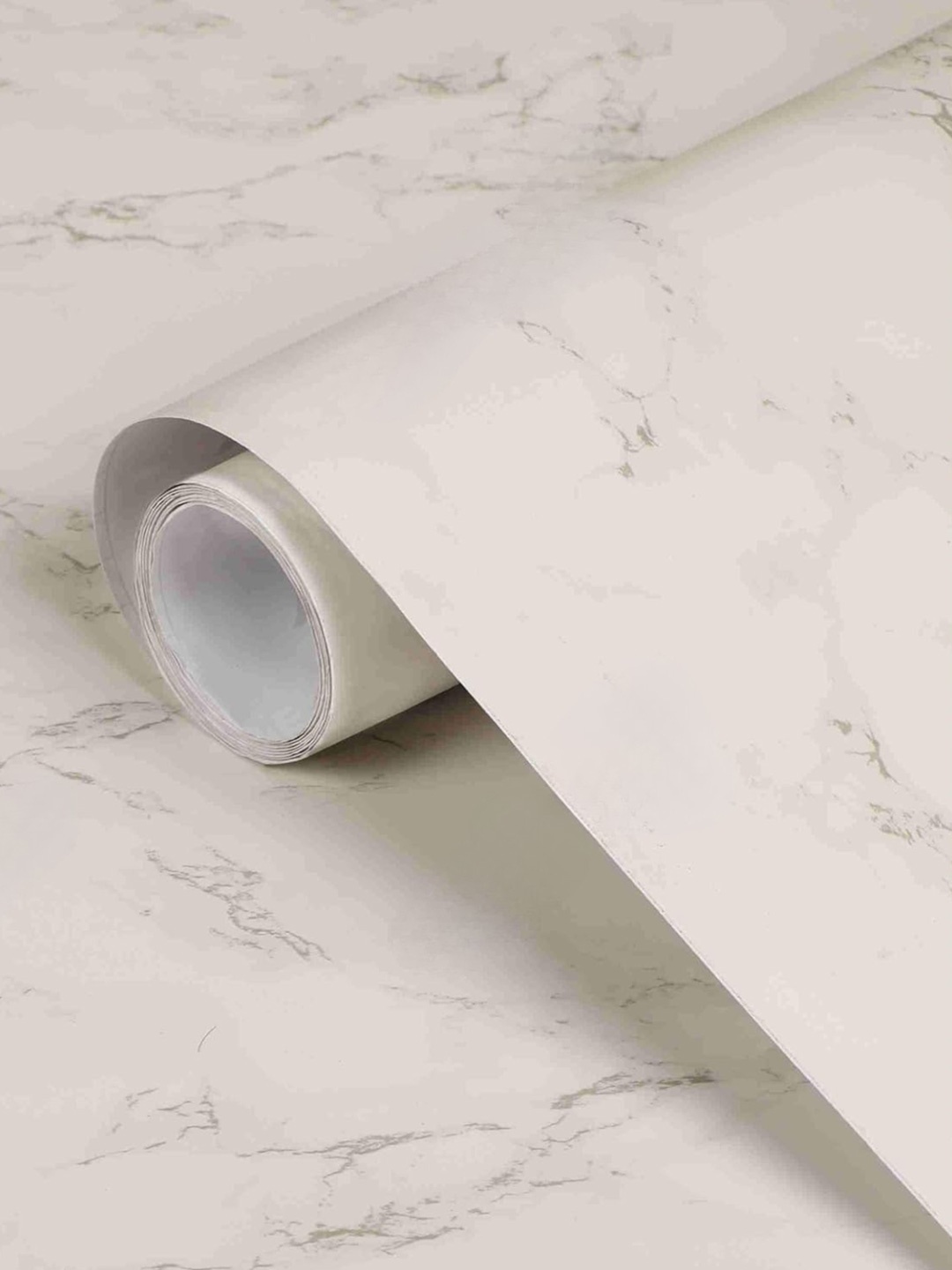 

CVANU Off-White & Grey Abstract Printed Self Adhesive Marble Wallpaper