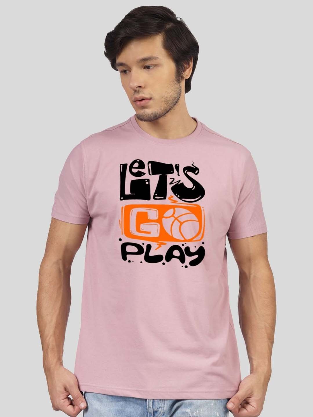 

Greylongg Men Graphic Printed Round Neck Cotton T-shirt, Peach