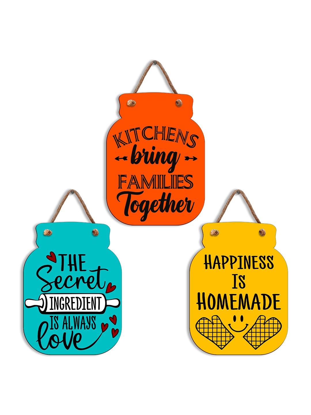 

SEHAZ ARTWORKS Red & Yellow 3 Pieces Printed Wall Hangings