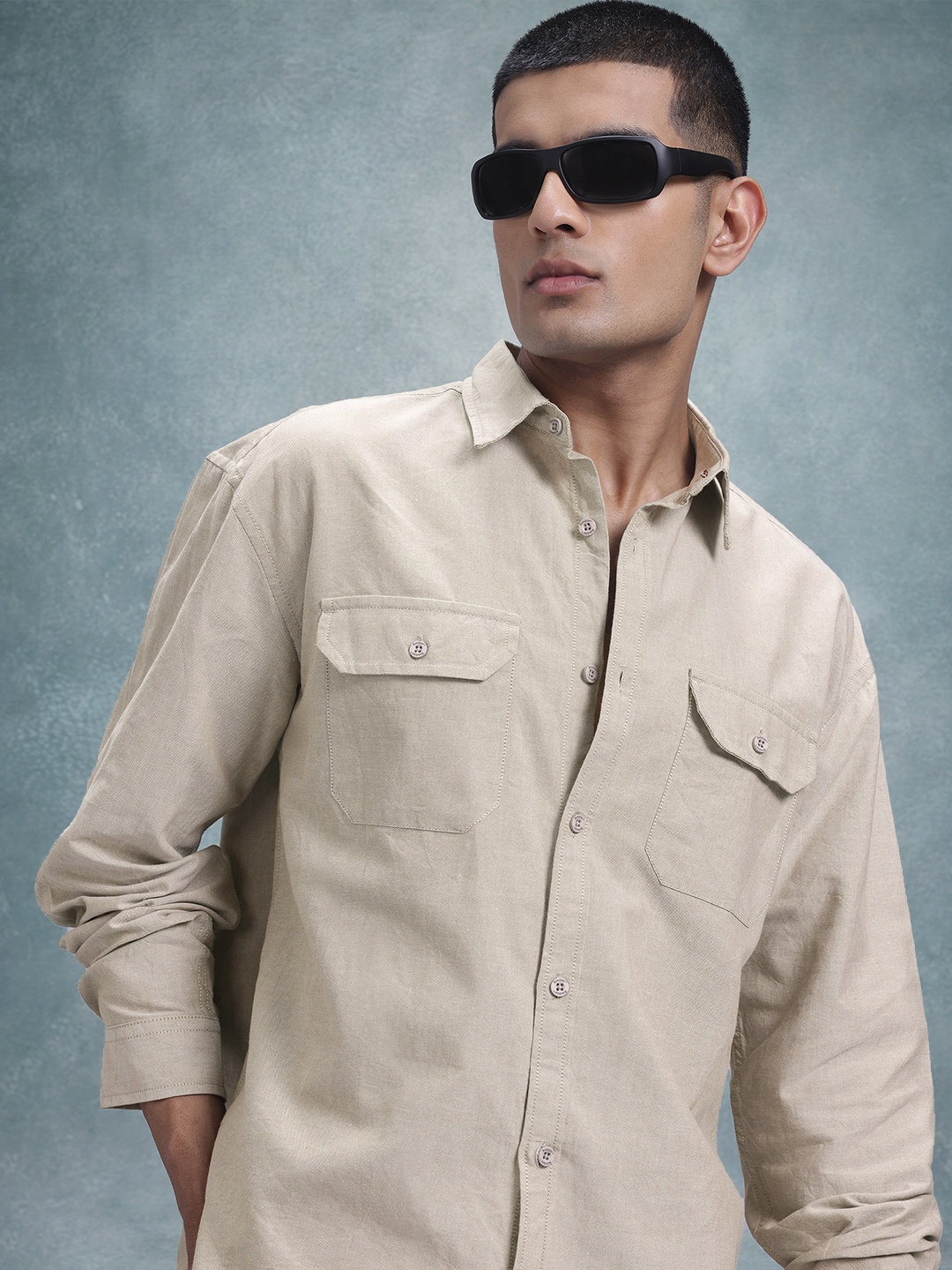 

The Roadster Life Co. Oxford Weave Relaxed Casual Shirt, Beige