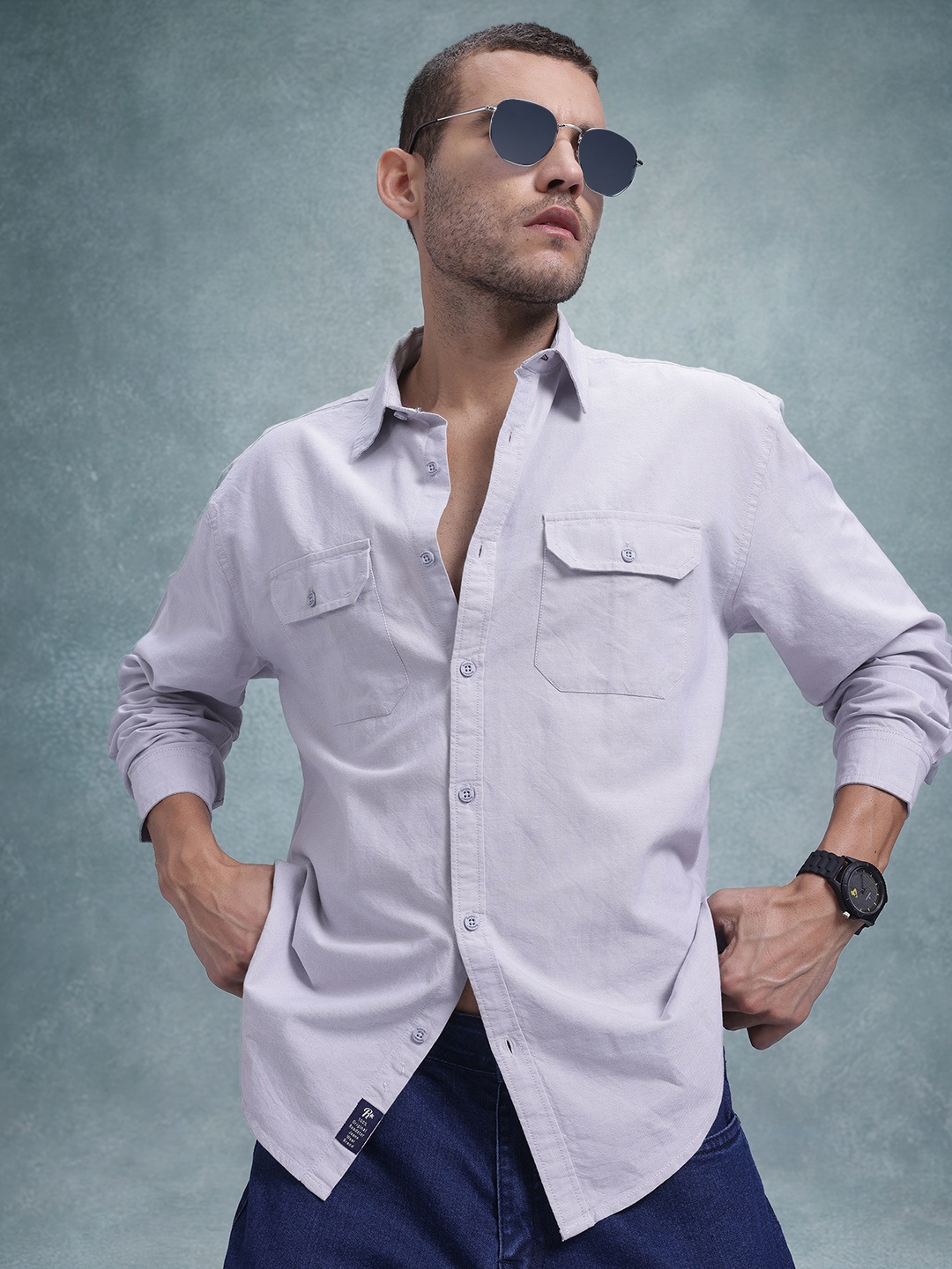 

The Roadster Life Co. Cotton Relaxed Casual Shirt, Grey