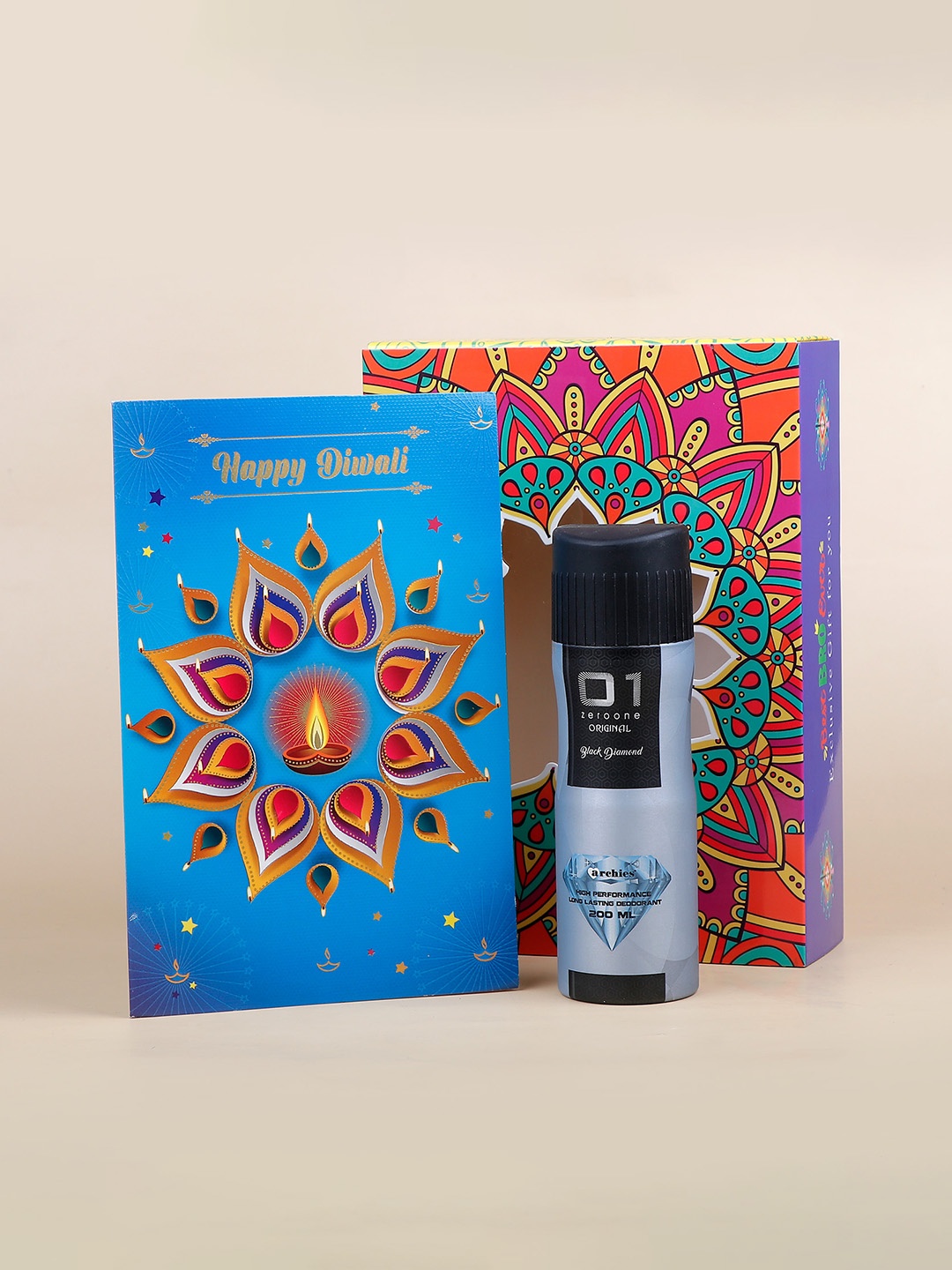 

Archies Blue & Black Diamond Diwali Greeting Card With Deodorant - 200 ml