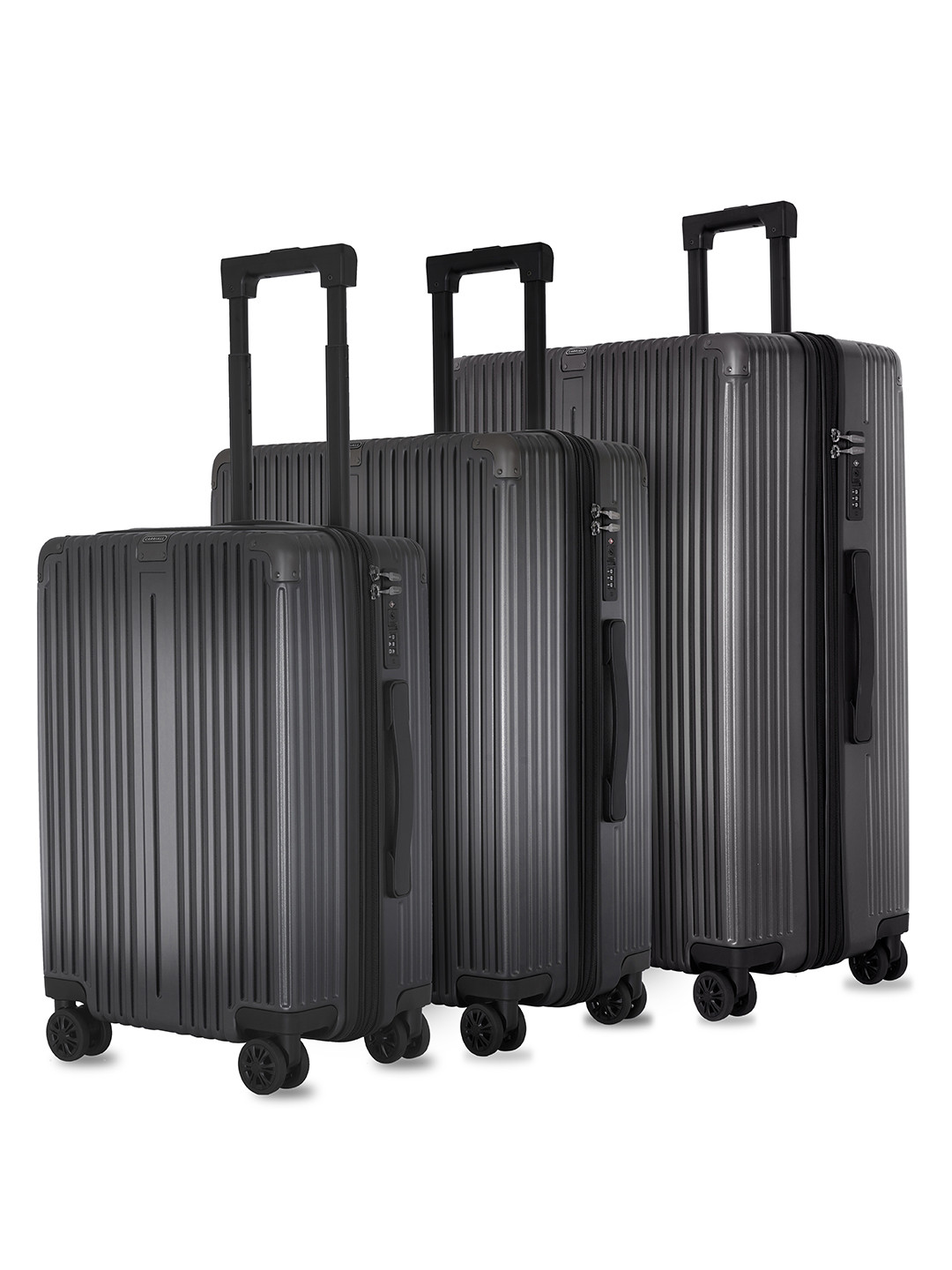 

CARRIALL Unisex 3-Pcs Textured Hard Sided Trolly Bags, Grey