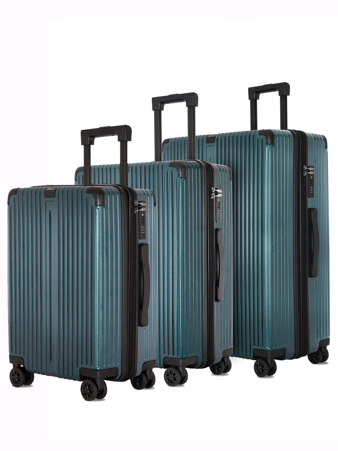 

CARRIALL Unisex Meta Set Of 3 Textured Hard-Sided Trolley Bag, Green