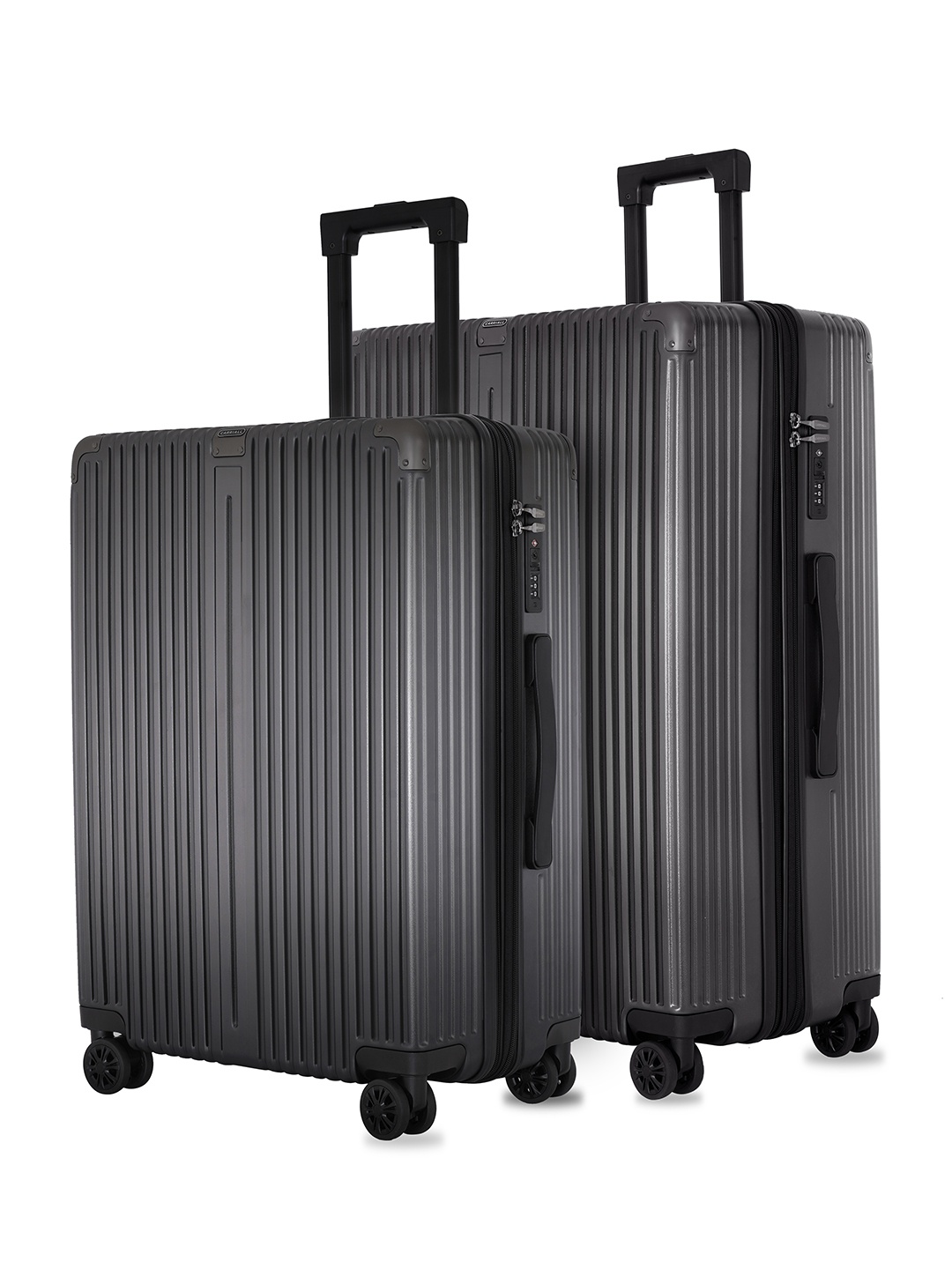 

CARRIALL Meta Pack Of 2 Textured Hard-Sided Trolley Bags, Grey