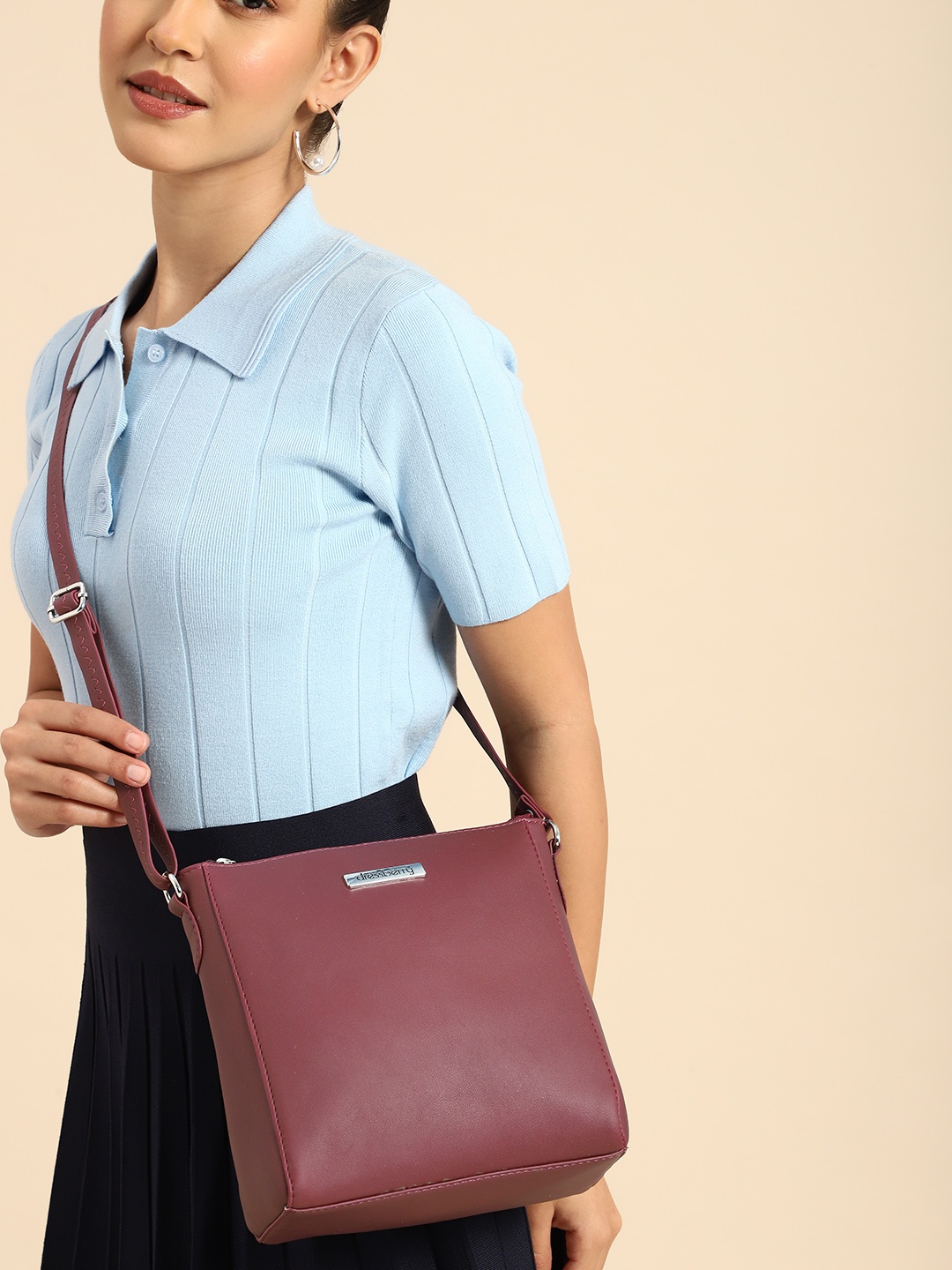 

DressBerry Structured Sling Bag, Maroon