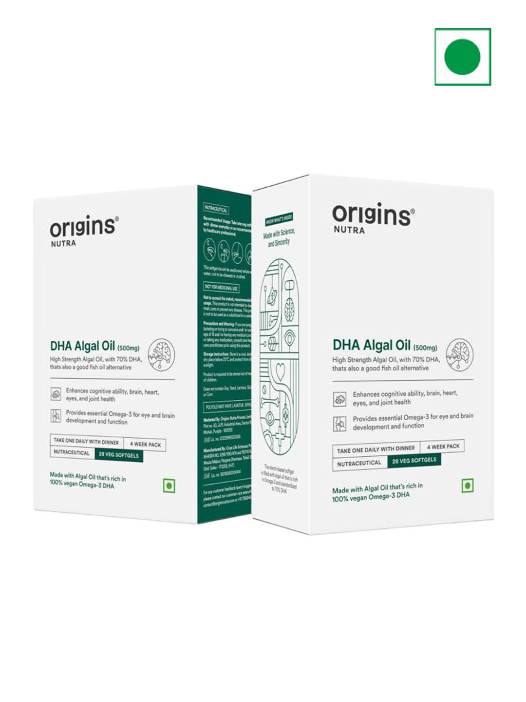 

Origins Nutra Set Of 2 DHA Algal Oil With Omega 3 - 28 Softgels Each, White