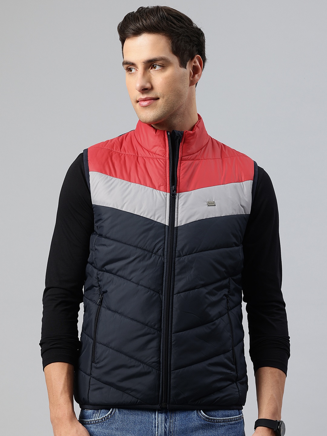 

Pierre Carlo Men Colourblocked Gilet Jacket, Navy blue