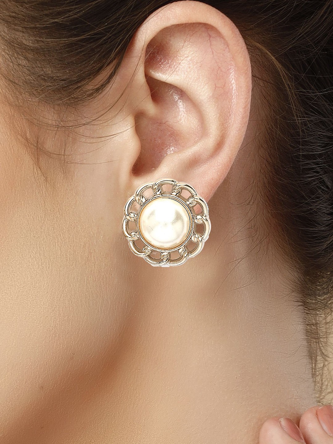 

Bohey by KARATCART Gold Plated Contemporary Cubic Zirconia Studs