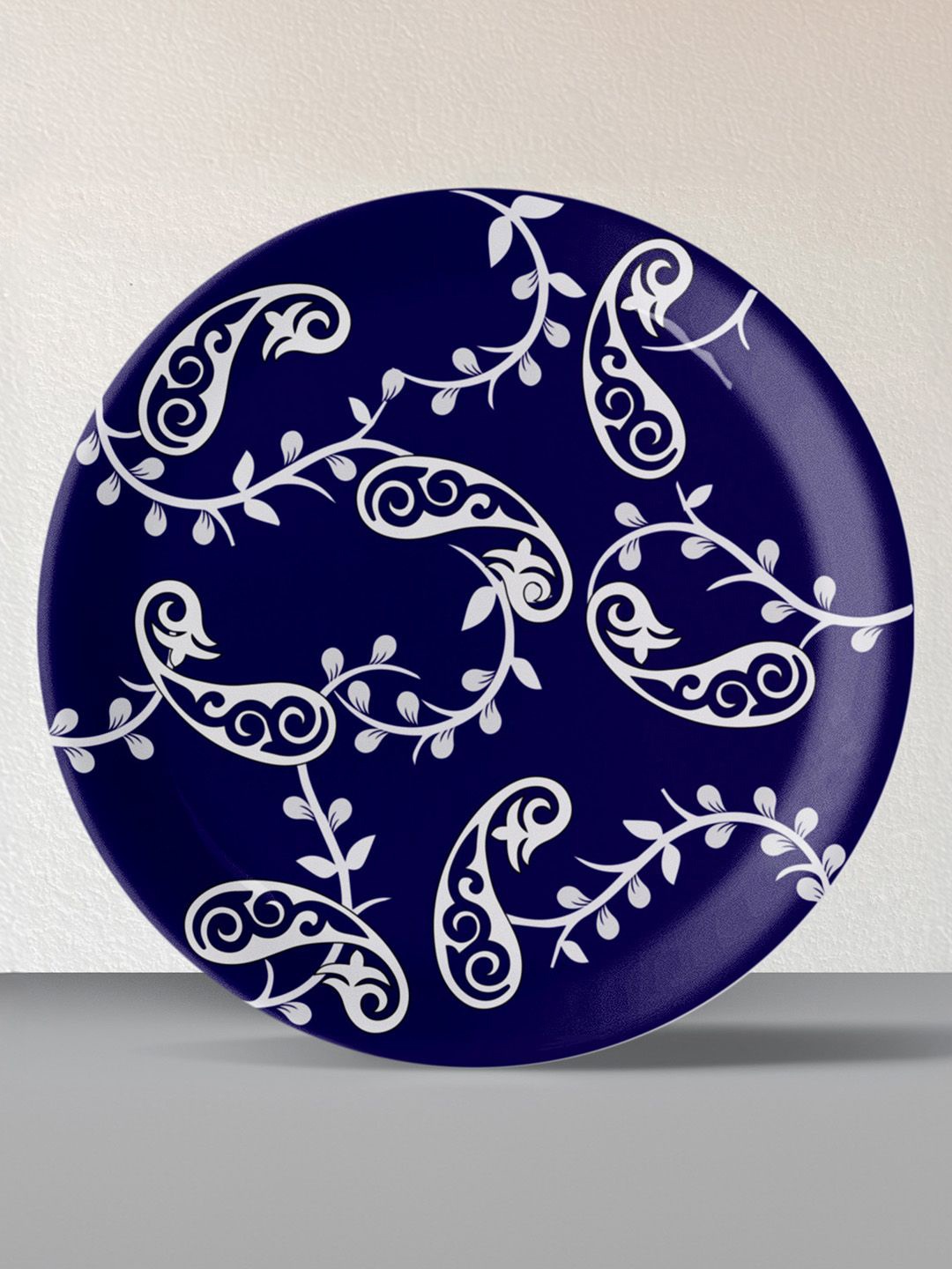 

nestroots Elegant Blue & White Ceramic Printed Wall Plate