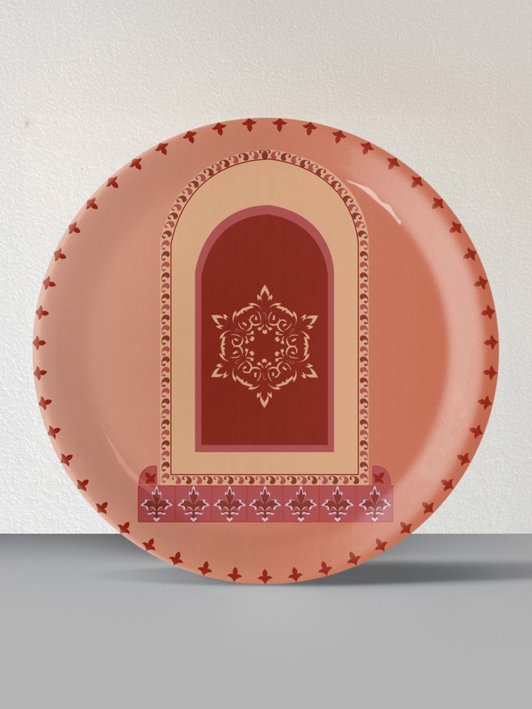 nestroots Brown & Red Printed Ceramic Wall Decor