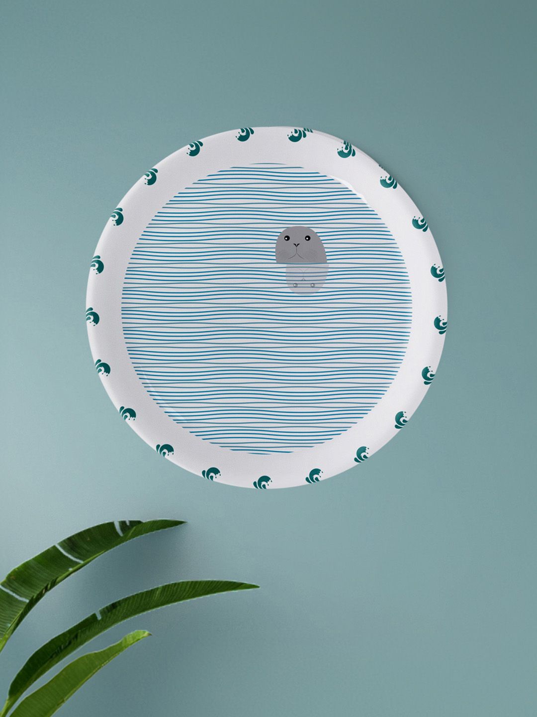 

nestroots Seal White & Blue Abstract Printed Wall Decor