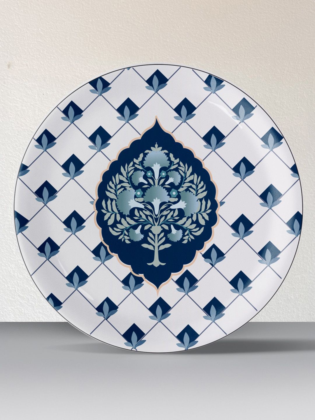 

nestroots White & Blue Printed Metal Wall Decor