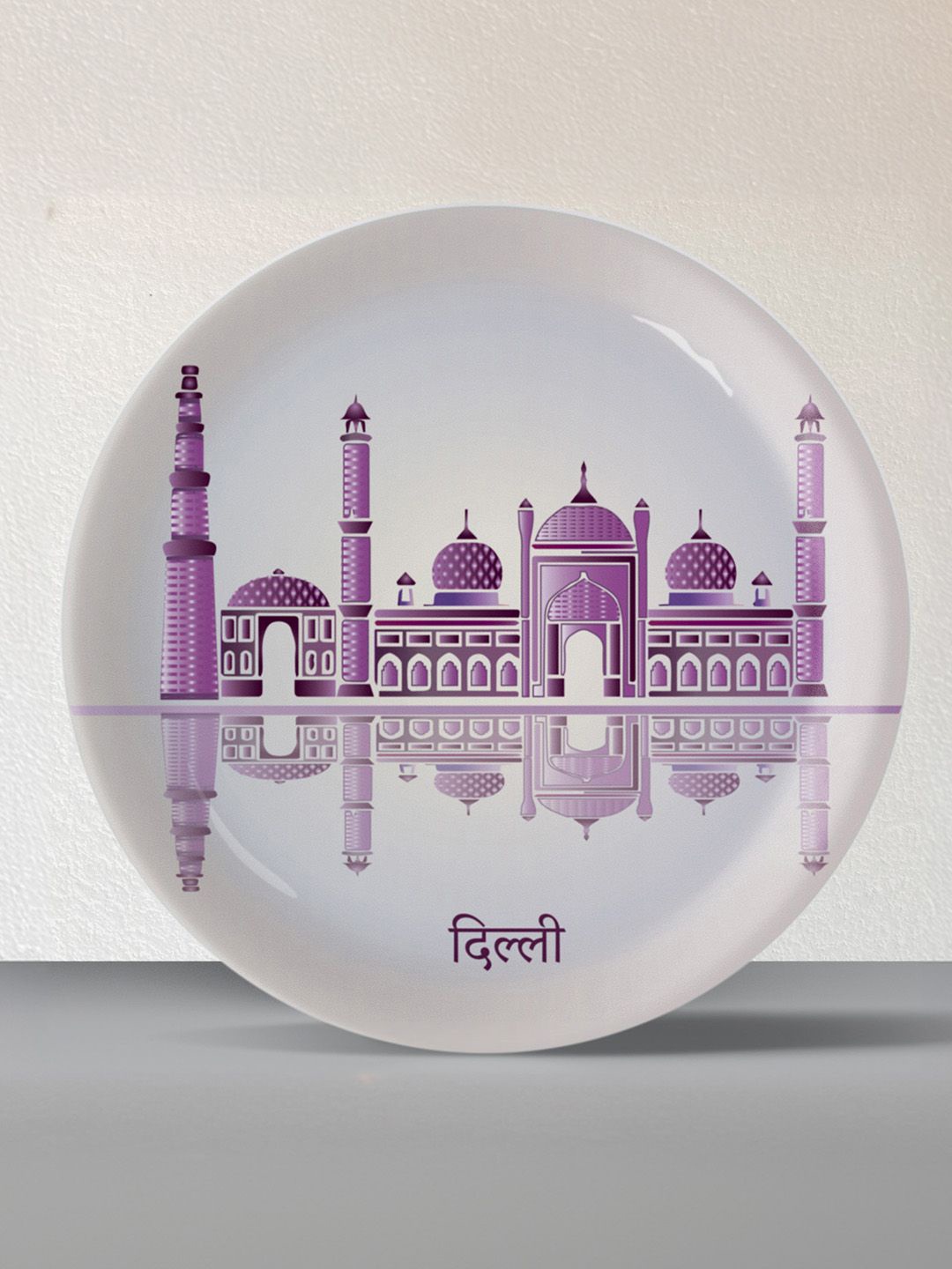 

nestroots White & Purple Cityscape Delhi Printed Wall Plate