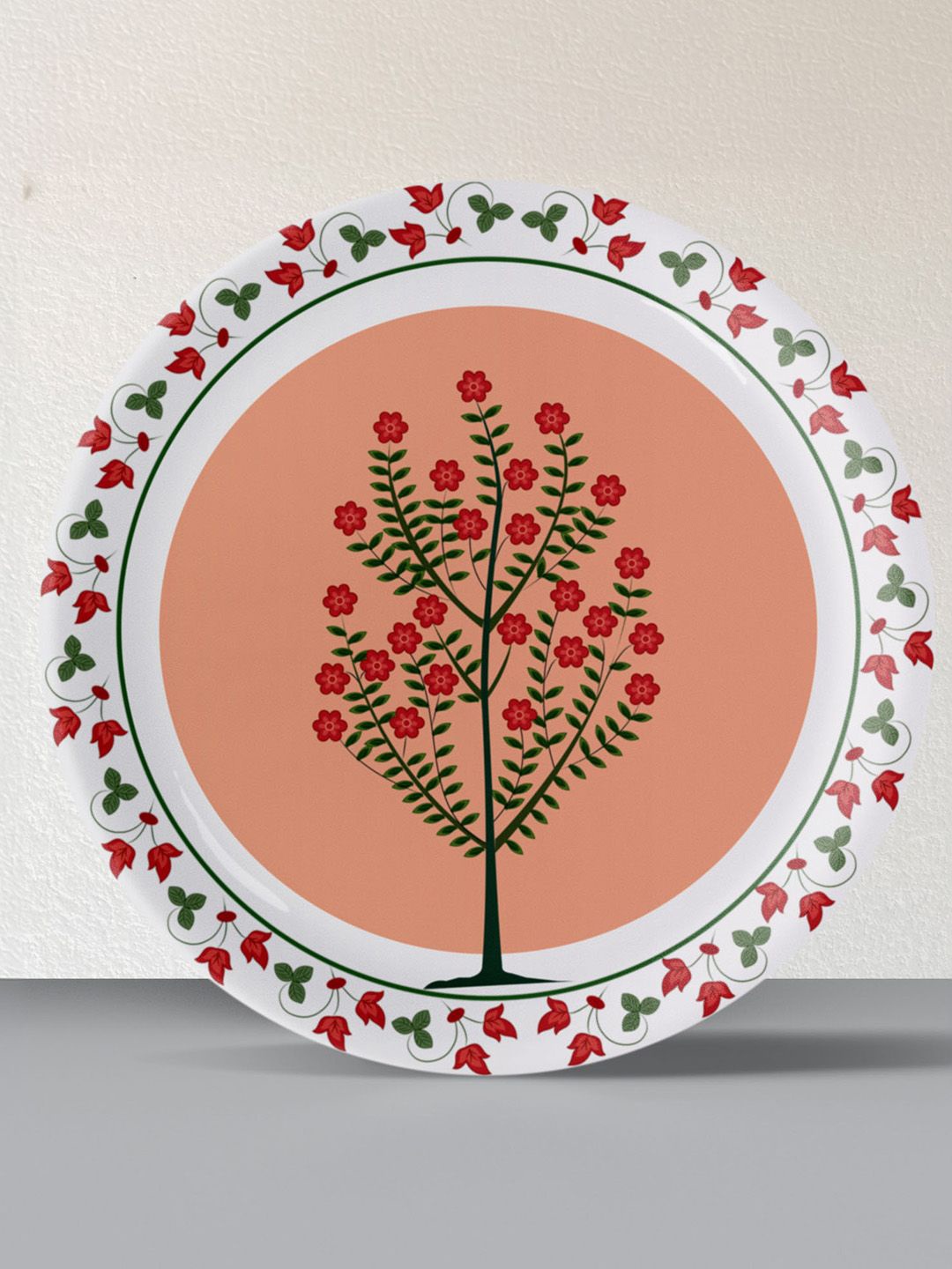 

nestroots Beige & White Mughal Garden Printed Ceramic Wall Plate