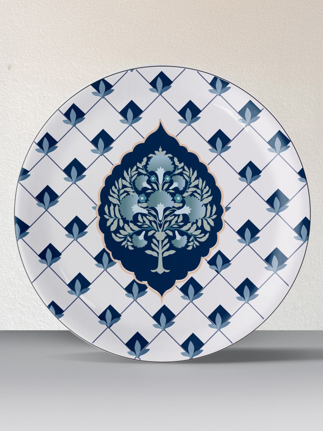 

nestroots White & Blue Printed Ceramic Wall Decor