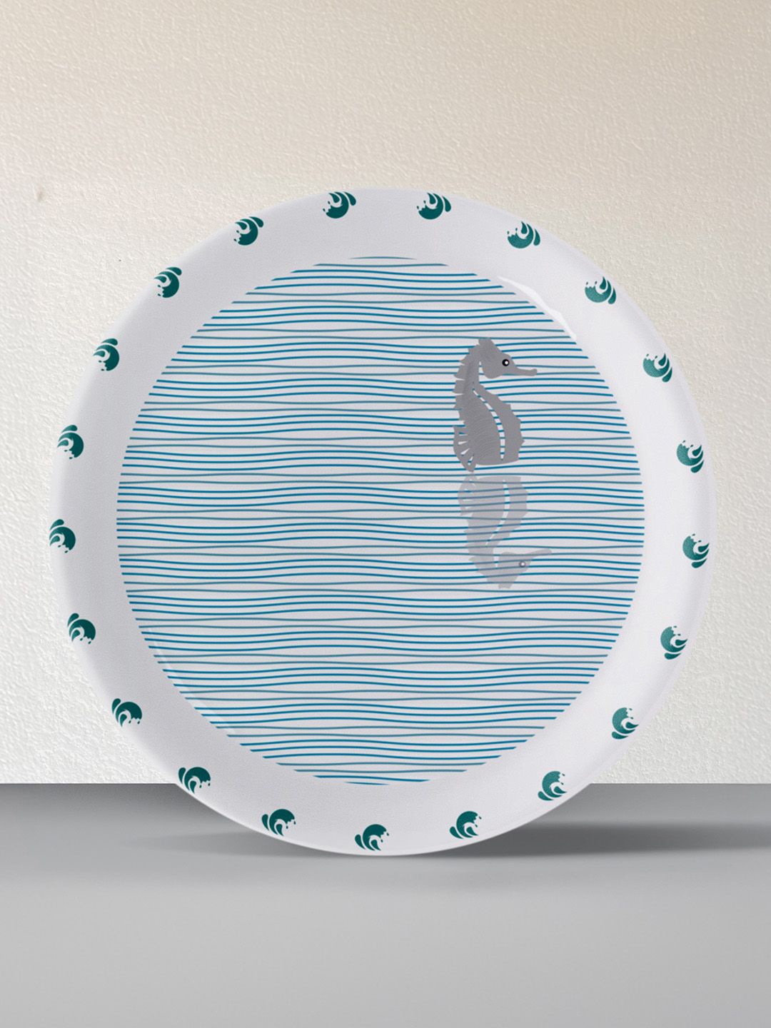 

nestroots Art Collection White & Blue Printed Ceramic Wall Decor
