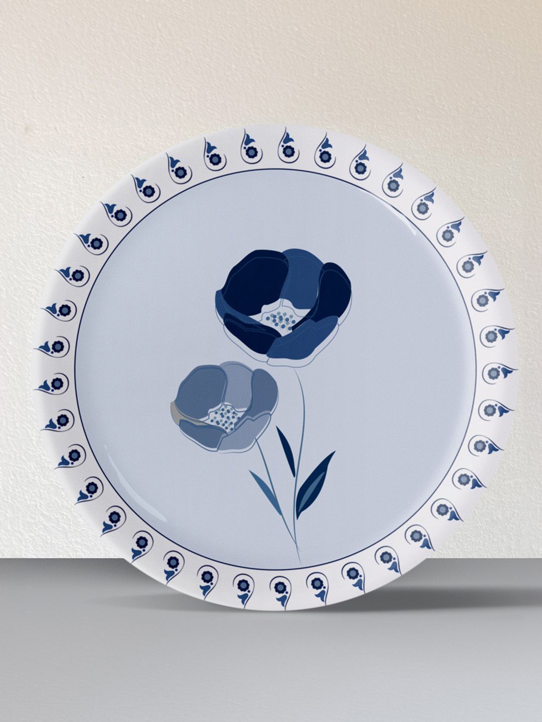 

nestroots Blue & White Printed Ceramic Everyday Art Blue Pottery Wall Decor