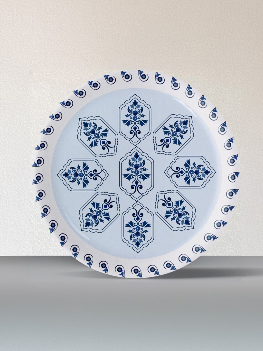 

nestroots In Everyday Art Pottery Blue & White Geometric Printed Metal Wall Decor