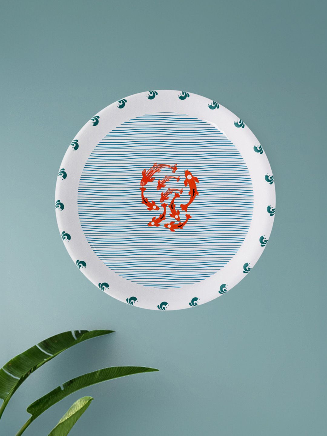 

nestroots White & Blue 1 Piece Printed Ceramic Wall Plates