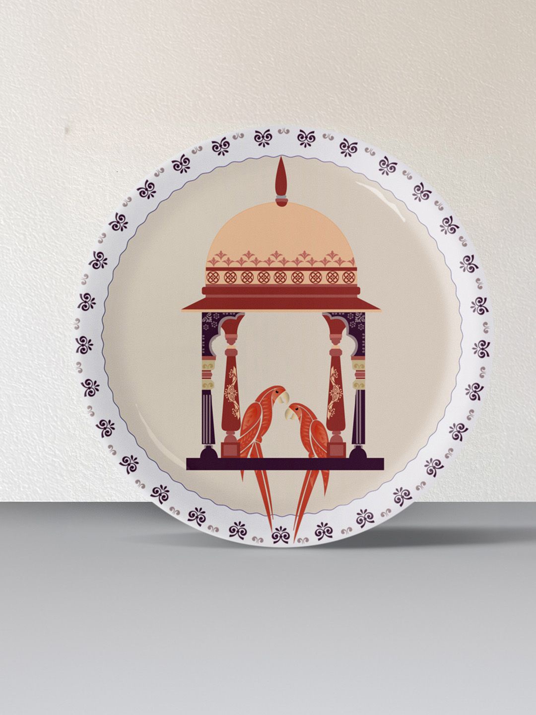 

nestroots White & Beige Harmony of Nature and Artistry Printed Ceramic Wall Plate