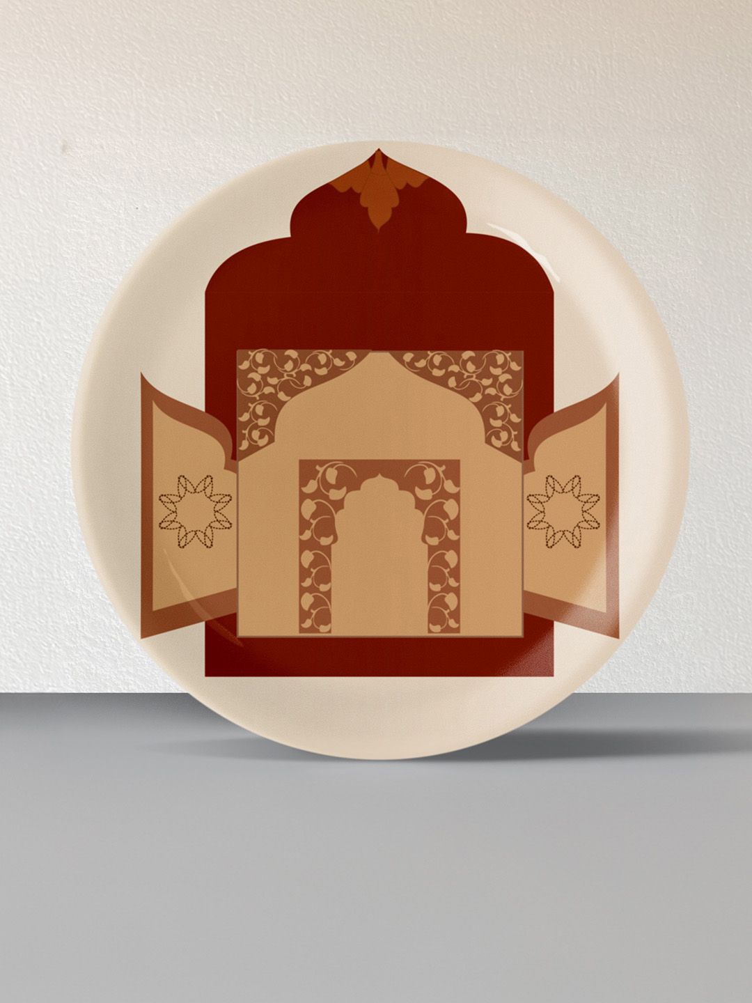 

nestroots Beige & Brown Printed Ceramic Wall Decor