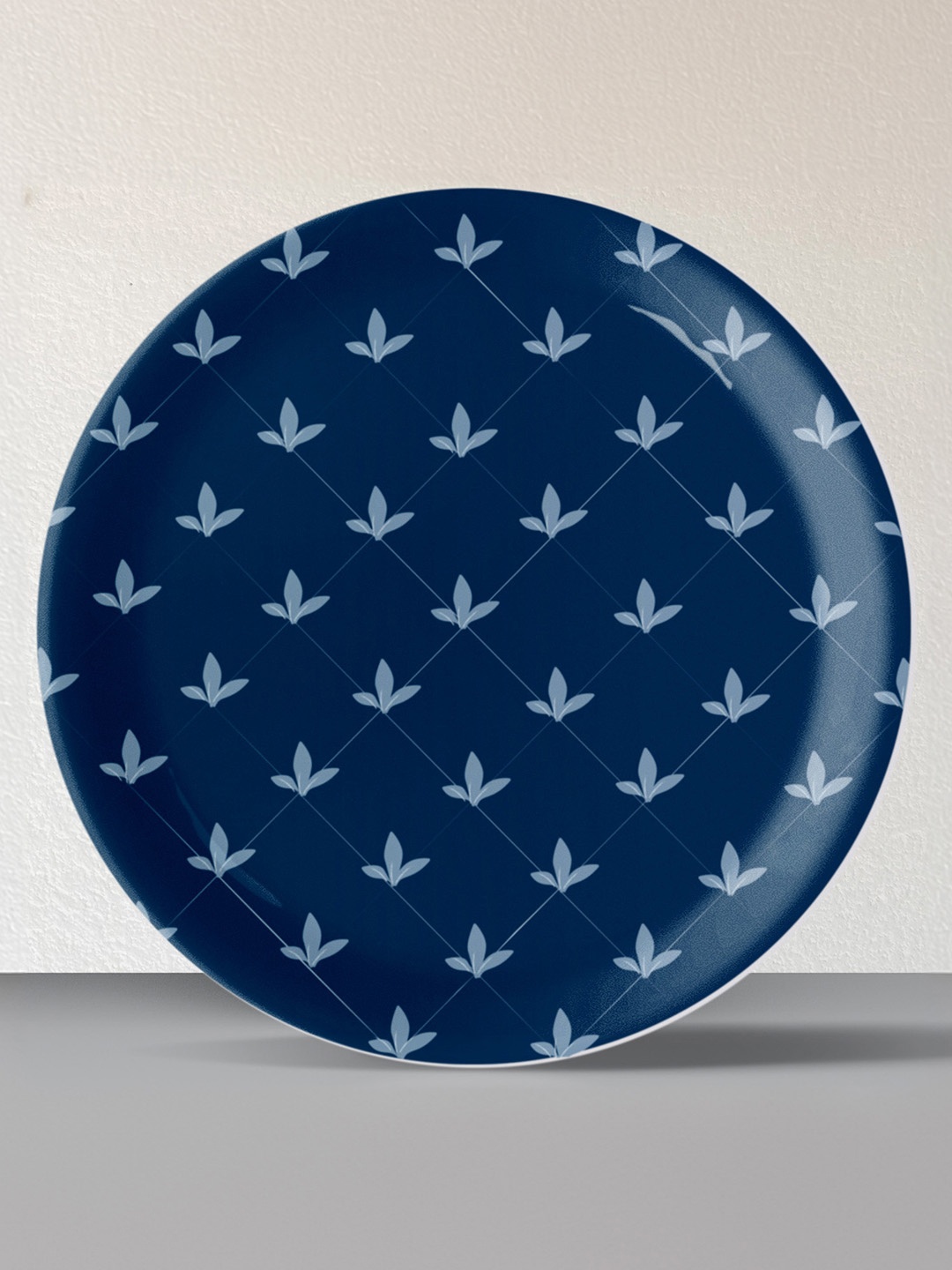 

nestroots Blue & White Printed Ceramic Pottery Symmetry Flower Wall Plate