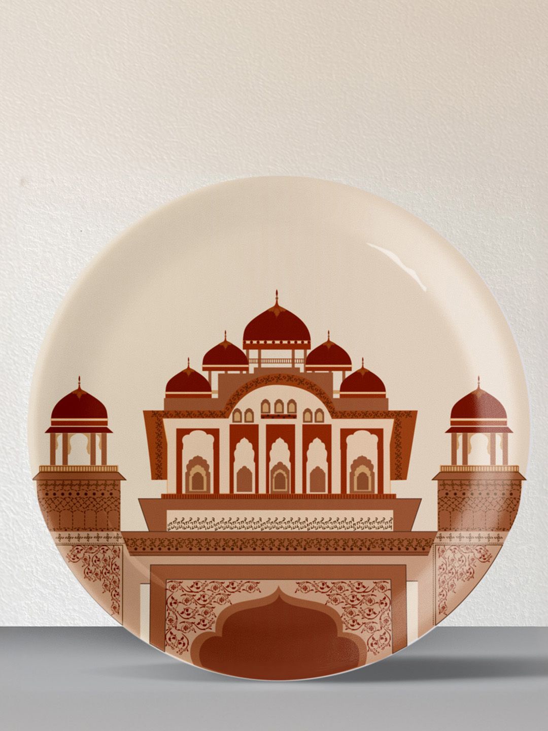 

nestroots Beige & Brown Printed Ceramic Wall Plate