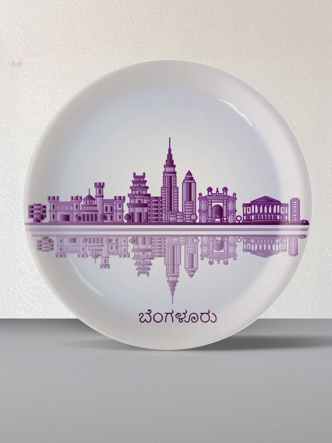 

nestroots White & Purple Printed Ceramic Wall Decor