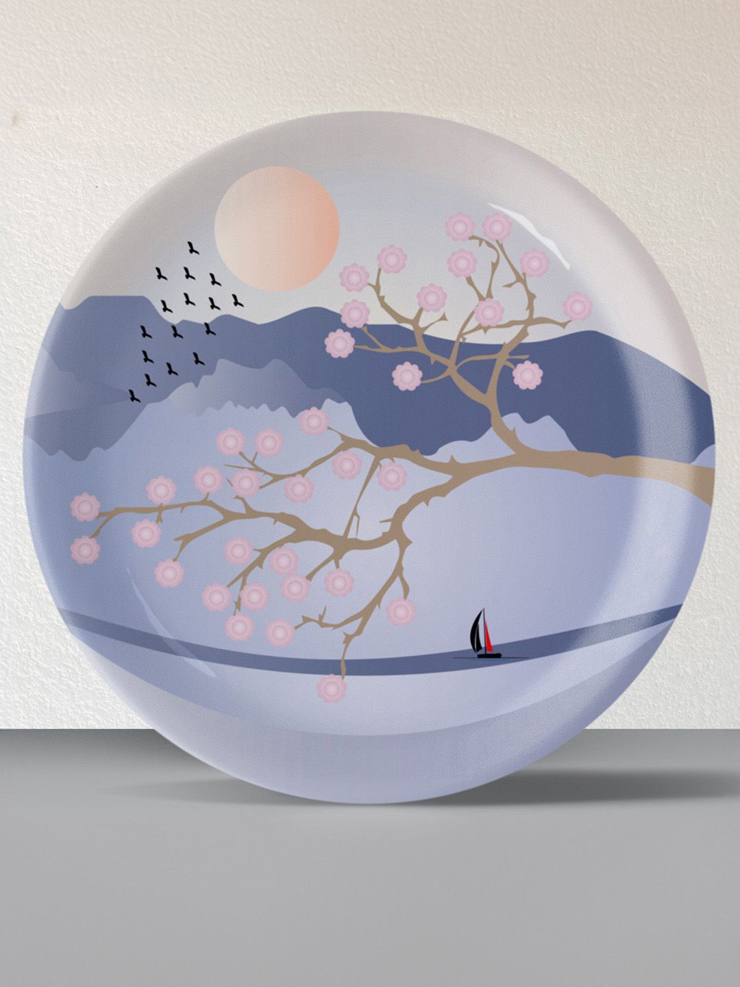

nestroots Art for Serene Spaces Blue & Grey Printed Ceramic Wall Decor