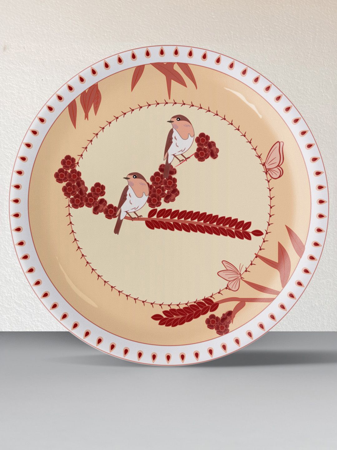 

nestroots Red & Beige Printed Ceramic Wall Plate