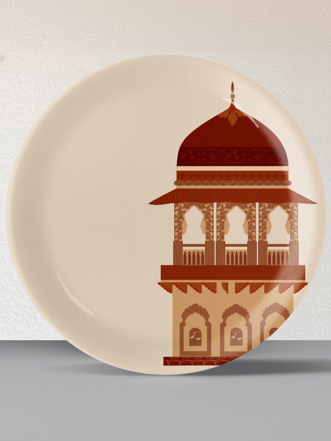 

nestroots Beige & Brown Round Printed Wall Plate