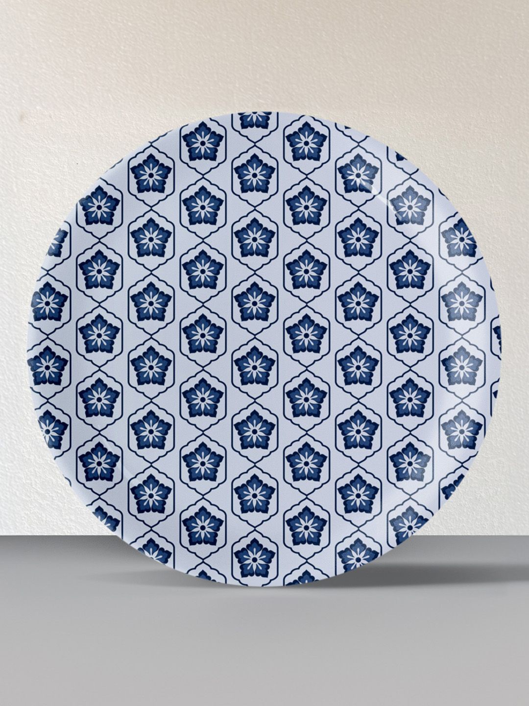 nestroots Blue & White Geometric Printed Metal Wall Decor