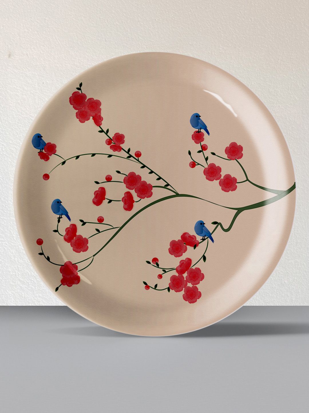nestroots Beige & Red Nature Art Printed Wall Decor