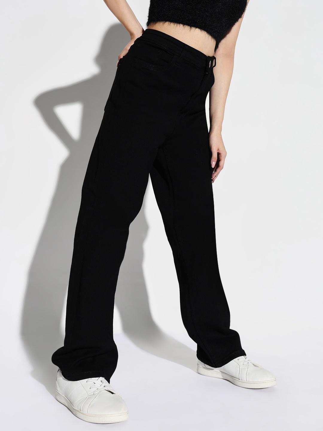 

SHOWOFF Women Comfort Wide Leg Stretchable Jeans, Black