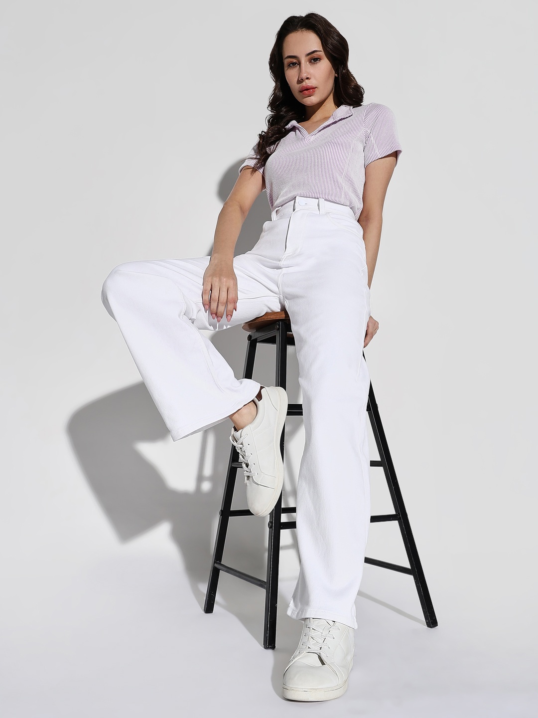 

SHOWOFF Women Comfort High-Rise Wide Leg Stretchable Jeans, White