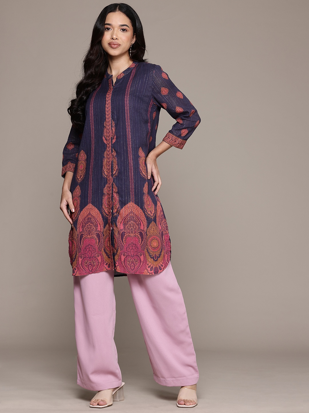 

aarke Ritu Kumar Ethnic Motifs Printed Kurta, Blue