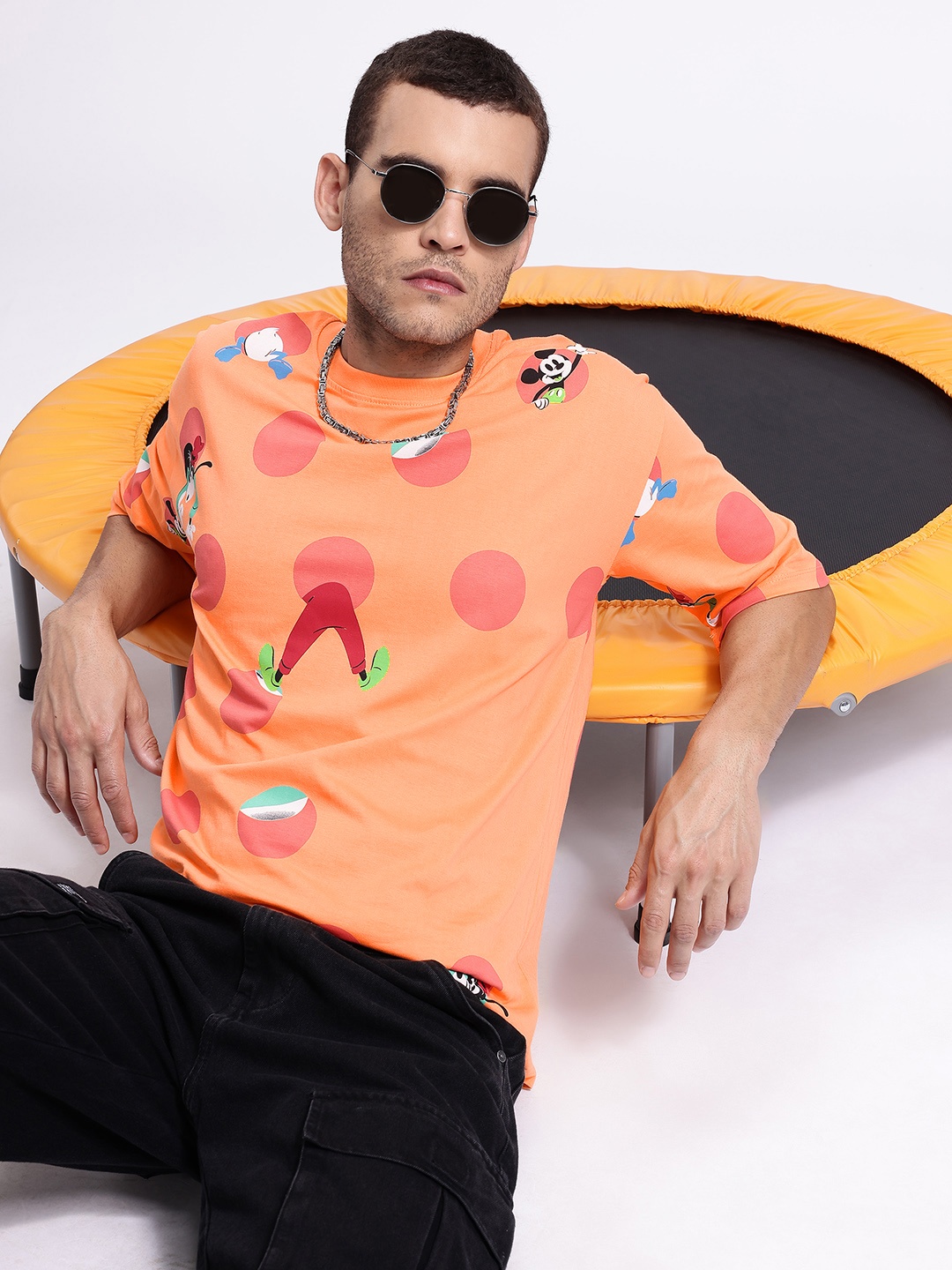 

Kook N Keech Disney Men Goofy Printed Pure Cotton Oversized T-shirt, Orange
