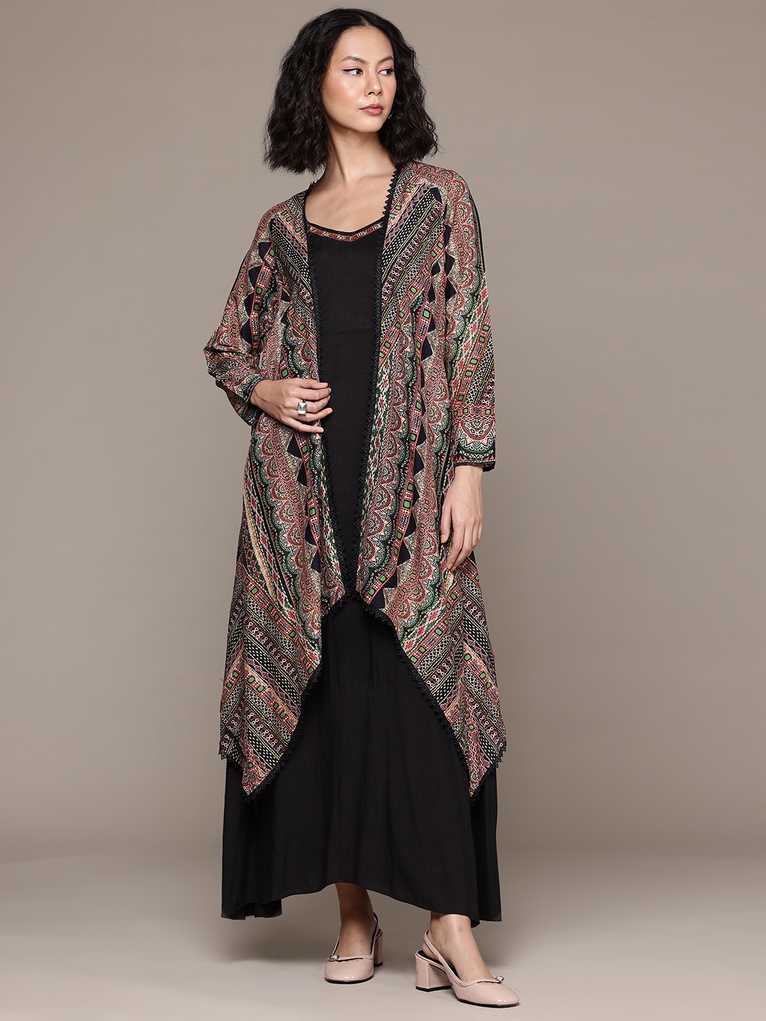 

aarke Ritu Kumar Satin A-Line Maxi Dress, Black