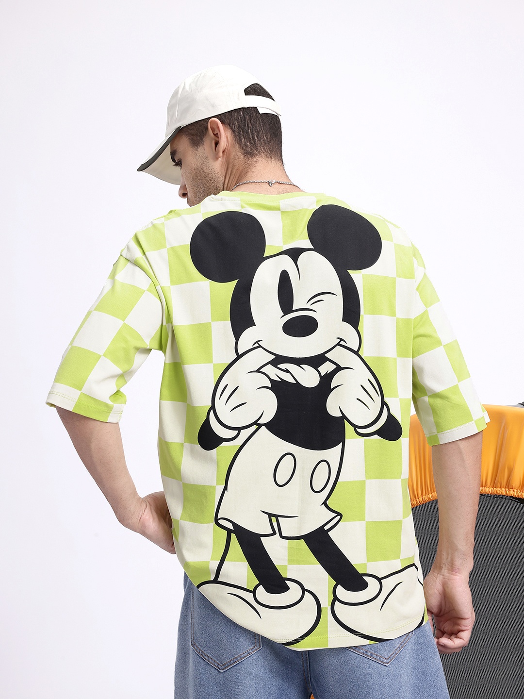 

Kook N Keech Disney Men Mickey Mouse Printed Pure Cotton Oversized T-shirt, Green