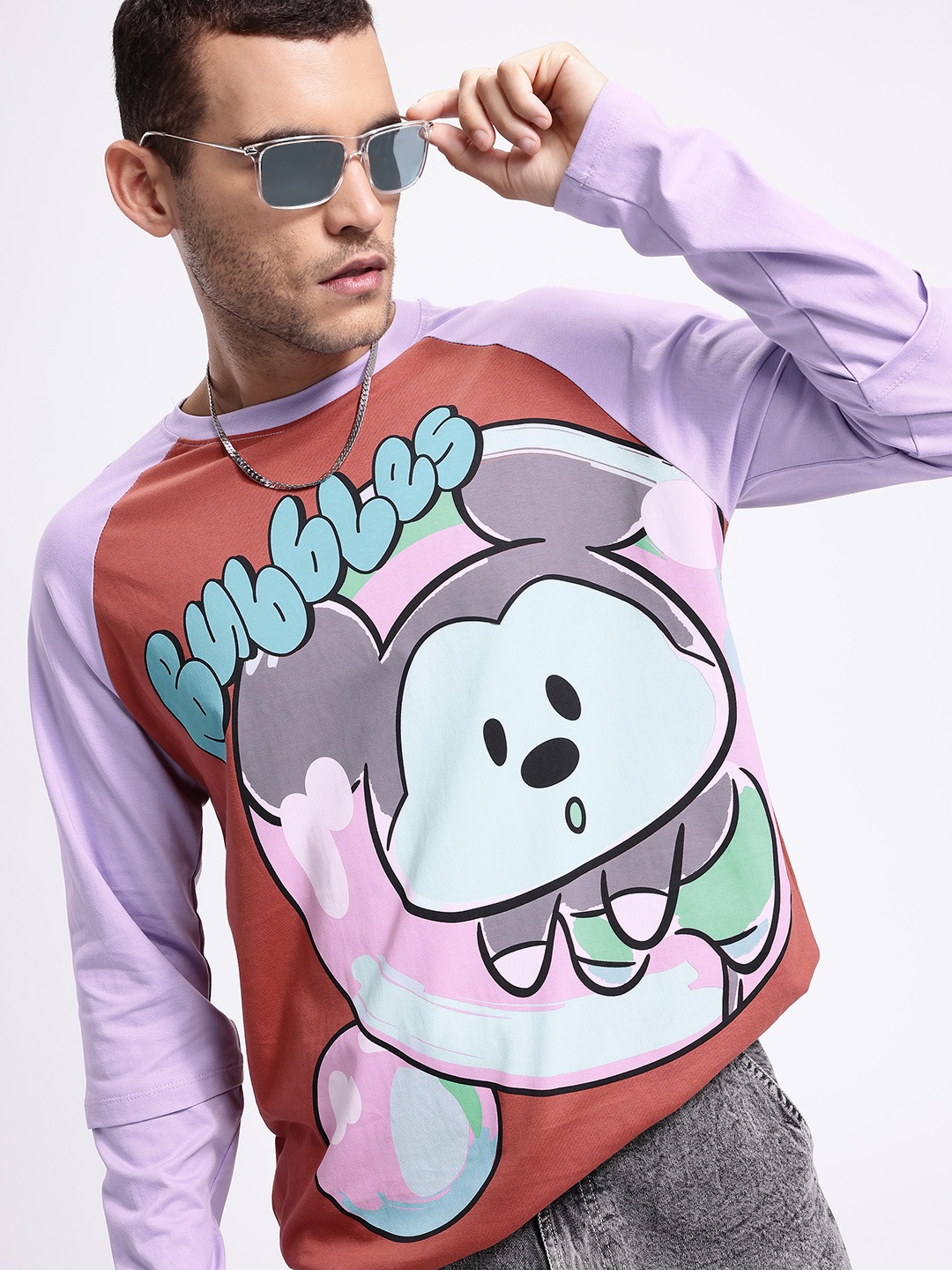 

Kook N Keech Disney Men Printed Pure Cotton Oversized T-shirt, Lavender