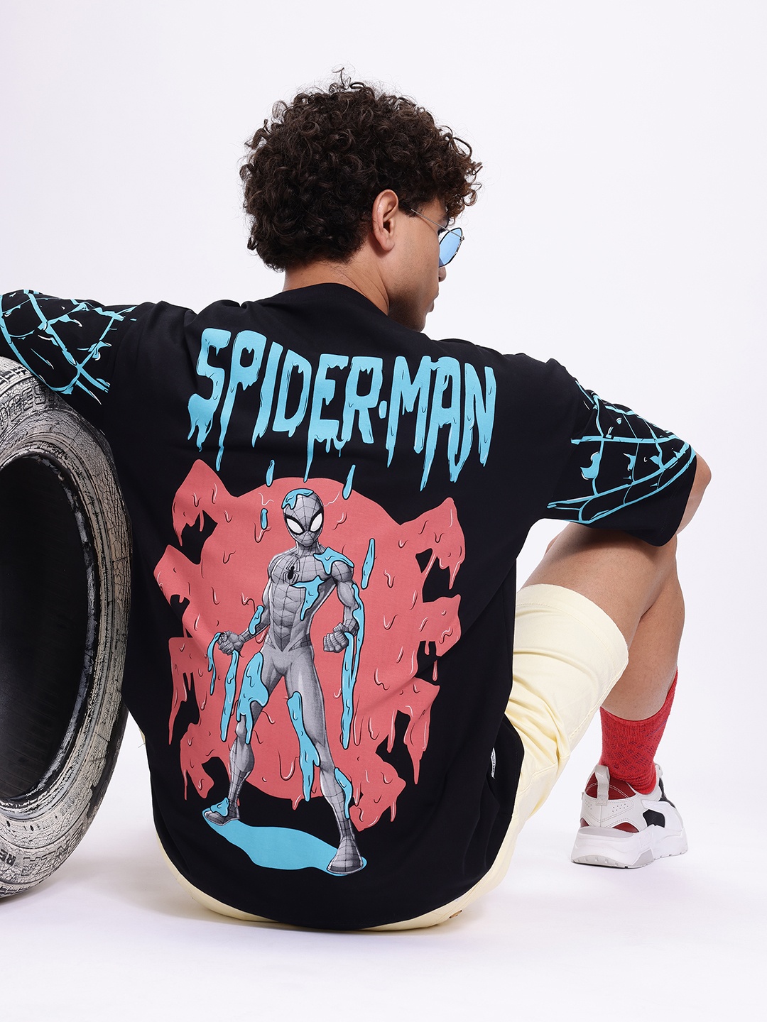 

Kook N Keech Marvel Spider-Man Printed Oversize Pure Cotton T-shirt, Black