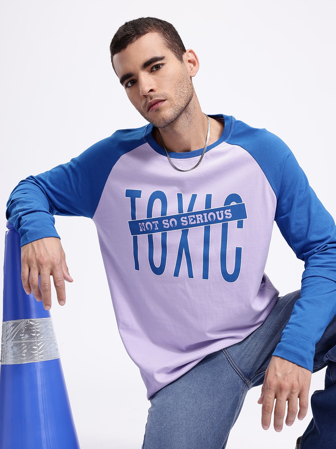 

Kook N Keech Men Typography Printed Pure Cotton Oversized T-shirt, Lavender