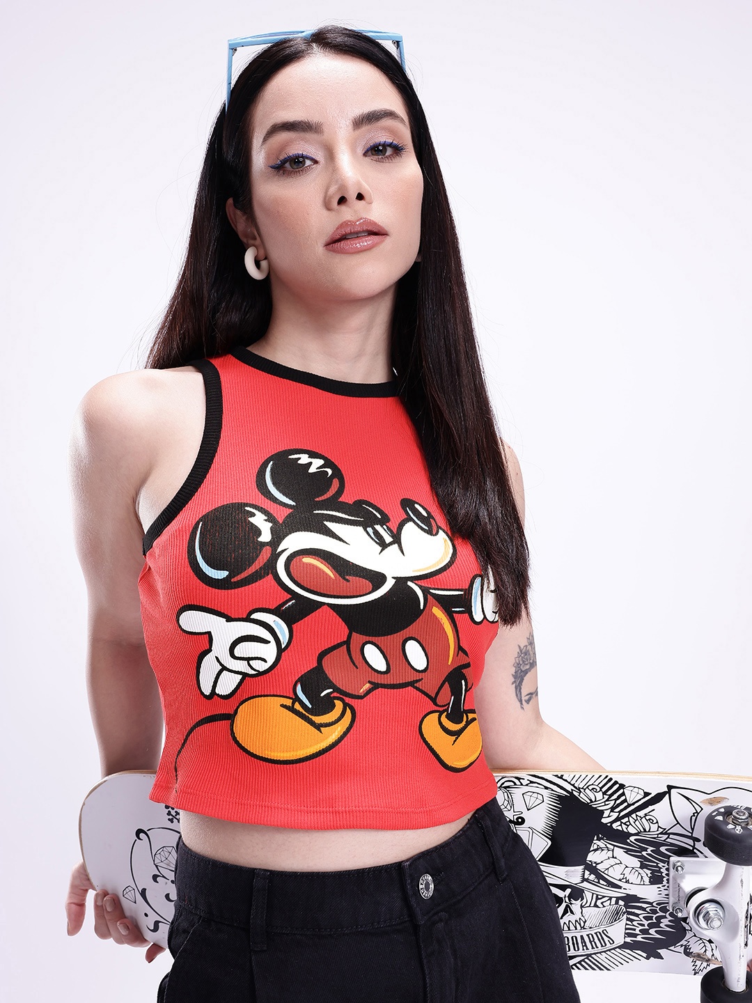 

Kook N Keech Disney Printed Pure Cotton Crop T-shirt, Red