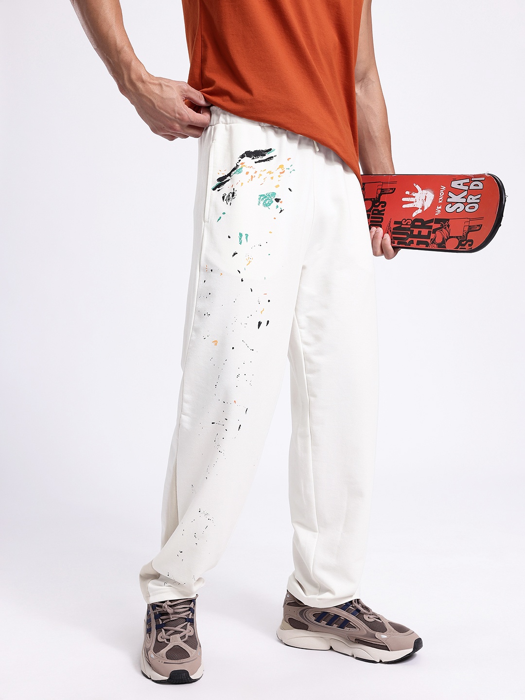 

Kook N Keech Men Printed & Paneled Relaxed Fit Track Pants, White
