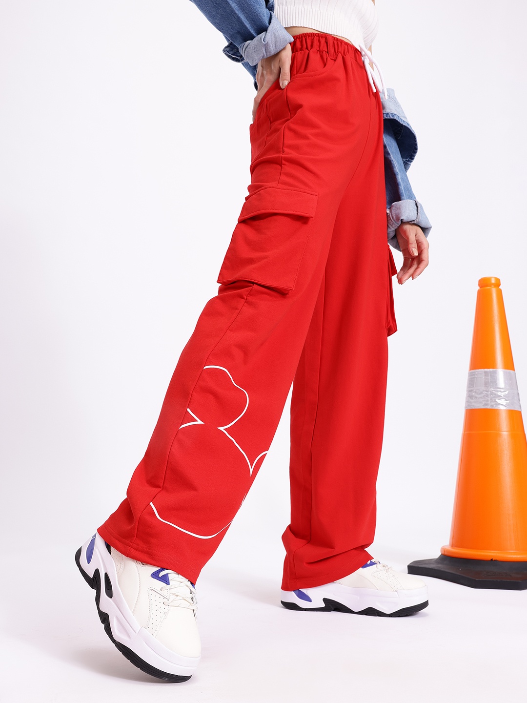 

Kook N Keech Women Relaxed Fit Cargos, Red