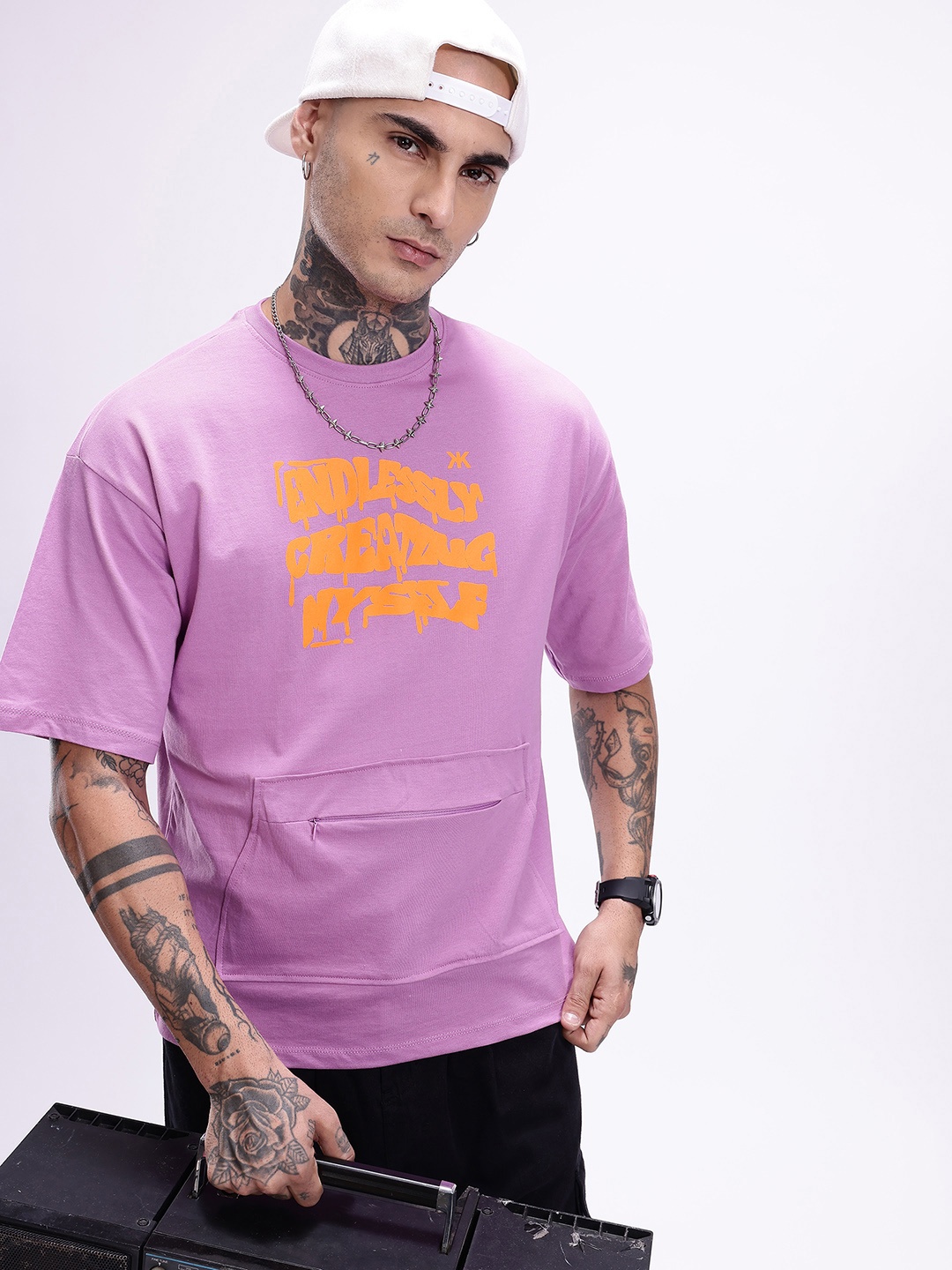 

Kook N Keech Oversized Fit Typography Printed Pure Cotton T-shirt, Purple